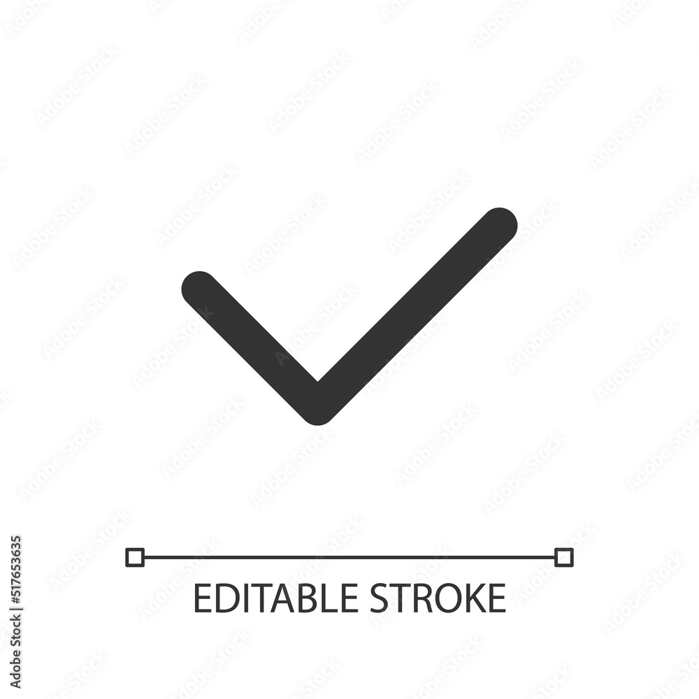 Poster check mark pixel perfect linear ui icon. accept action. task management. correct choice. gui, ux des