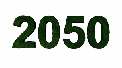 2050 Green Typography Text ( 3D Rendering 3D Illustration ) - obrazy, fototapety, plakaty