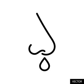 recommend clip art: Runny nose or Nosebleed vector icon in line style design for website design, app, UI, isolated on white background. Editable stroke. Vector illustration.