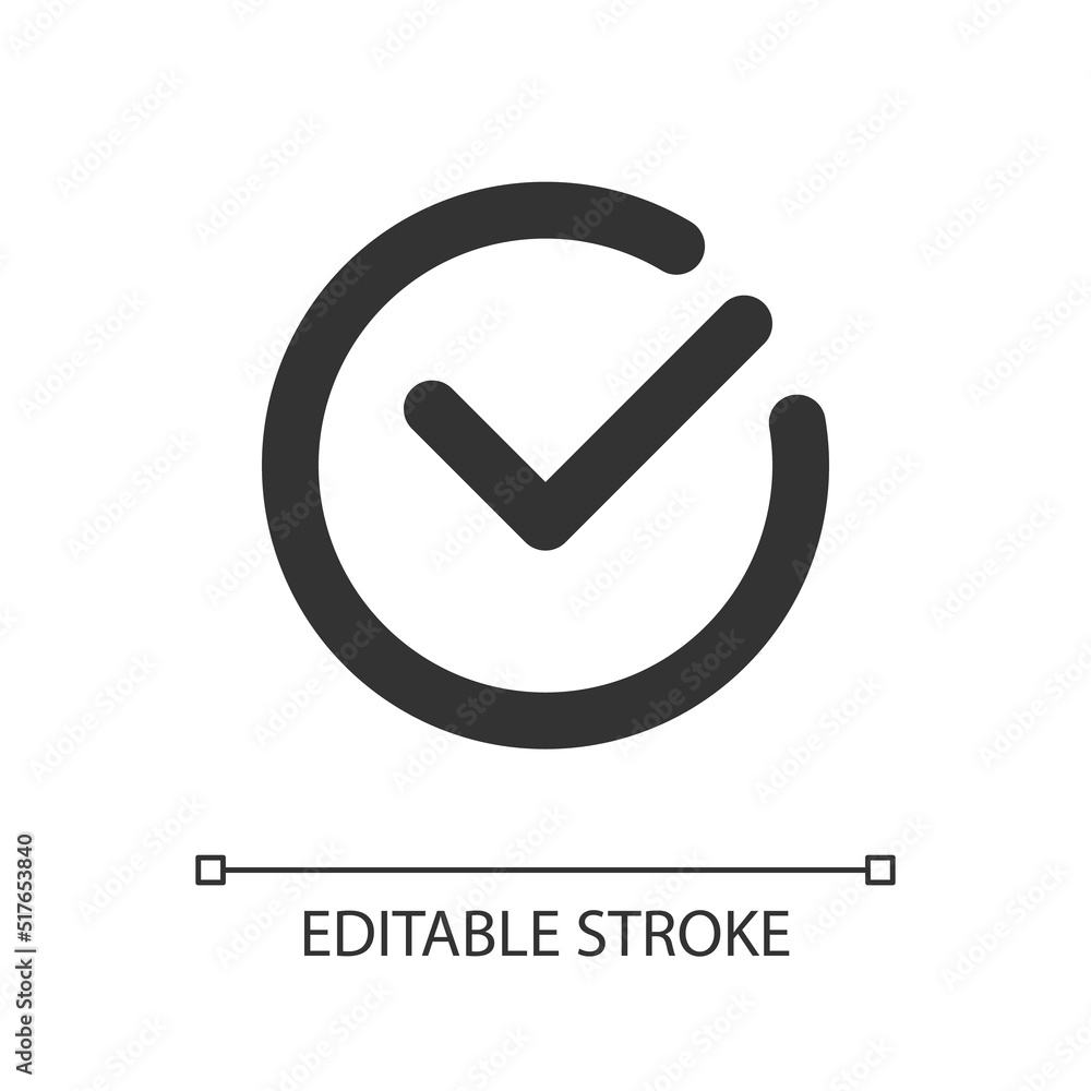Poster accept button pixel perfect linear ui icon. approve changes. toolbar control element. gui, ux design