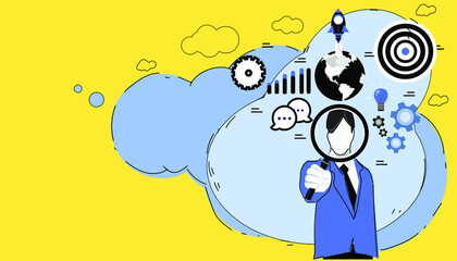  brainstorm with world.icon set idea and concept creativity illustration business innovation technology modern. 