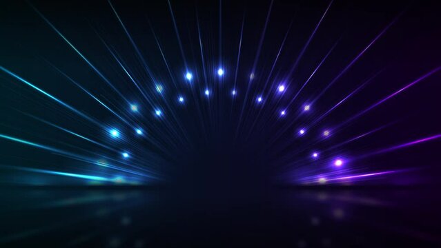 Blue purple neon laser rays abstract technology background. Seamless looping futuristic motion design. Video animation Ultra HD 4K 3840x2160