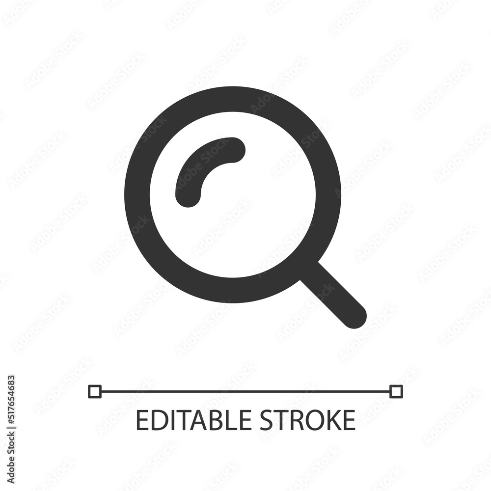 Poster magnifying glass pixel perfect linear ui icon. enlarging screen. search tool. zoom in text. gui, ux 