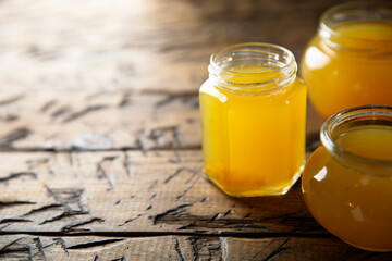 Traditional homemade orange jelly, canned