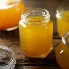 Traditional homemade orange jelly, canned