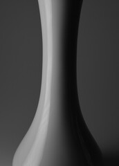 close-up black and white empty vase on gray background