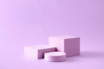 Minimal mockup pastel podium pedestal round and square shape for product or object presentation or...