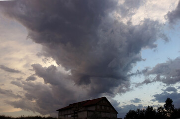 beautiful white clouds on a cloudy rainy day