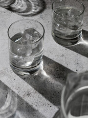 Glass of water with ice