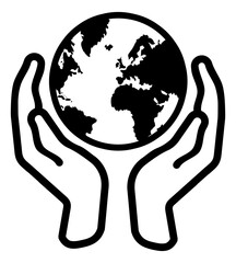 Hands icon with earth. save the planet. charity web icon.