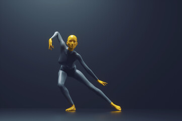 Abstract woman posing and dancing. Dynamic motion and balance concept.