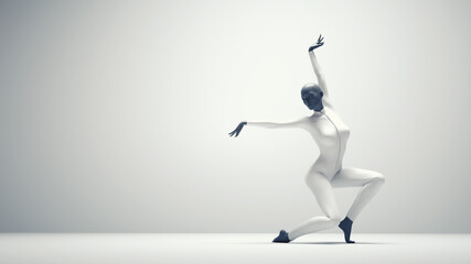Fototapeta na wymiar Abstract woman posing and dancing. Dynamic motion and balance concept.