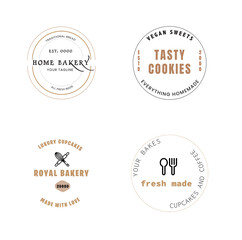 Obraz premium Flat bakery logo set