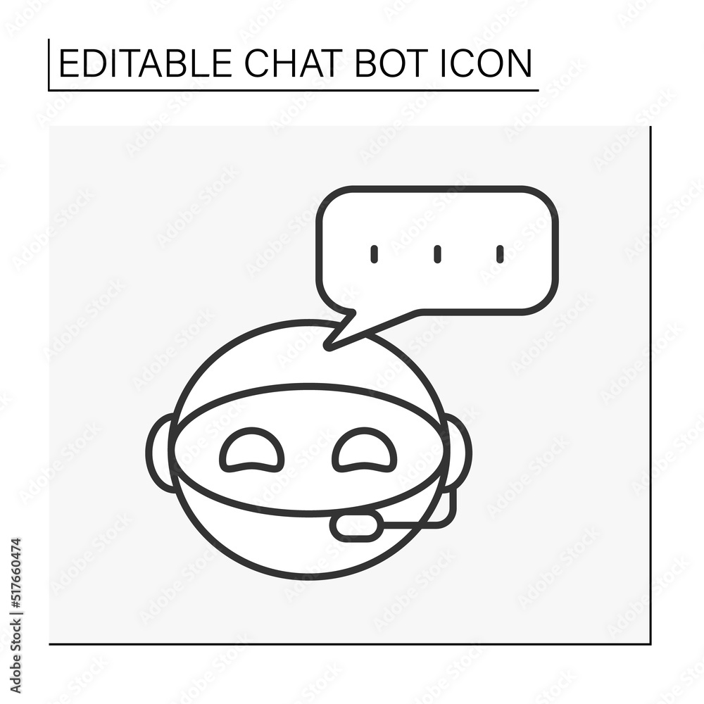 Poster robot line icon. smart assistant ponders the answer. chatbot concept. isolated vector illustration. 