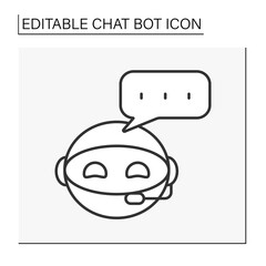  Robot line icon. Smart assistant ponders the answer. Chatbot concept. Isolated vector illustration. Editable stroke
