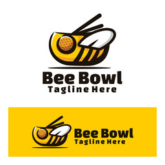 Cute bee bowl fly art illustration
