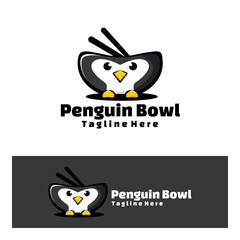 Cute Penguin bowl art illustration