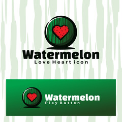 Watermelon love heart icon illustration