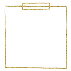 Obraz premium イラスト素材 メモ 紙 テープ 線画 ゴールド