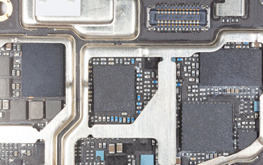 Details and microcircuits on the board as a background.
