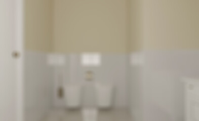 Modern bathroom including bath and sink. 3D rendering.. Abstract blur phototography.