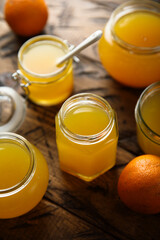 Traditional homemade orange jelly, canned