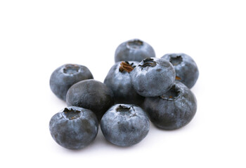 Bunch of fresh blueberries on white