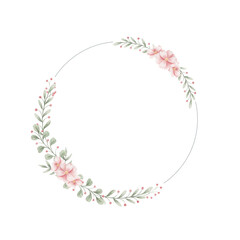 Watercolor frame of flowers isolated.