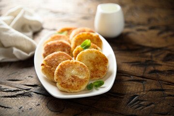 Traditional homemade cottage cheese cakes