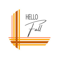 Hello fall inspirational farmhouse door hanger. Vector Thanksgiving quotes. Round fall sign. Autumn pumpkin quote. Round Design on white background.