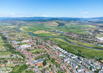 Obraz premium Aerial landscape of the Reghin city - Romania