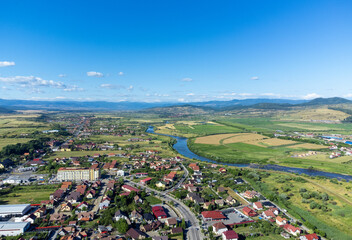 landscape of Reghin city - Romania seen from above