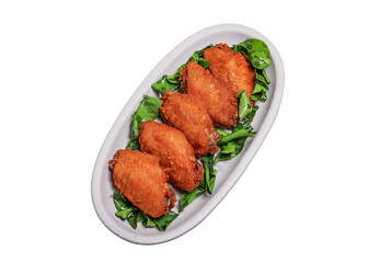 Herb fried chicken wings on a white background