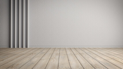 Empty room with wall and wooden floor 3D Render