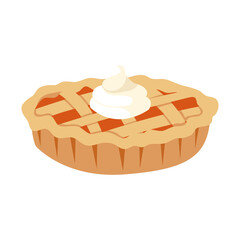 Pie set Vector Illustration. Thanksgiving and Holiday Pumpkin Pie. Happy Thanksgiving Day traditional pumpkin pie with whipped cream on the top. Autumn november. Isolated on background