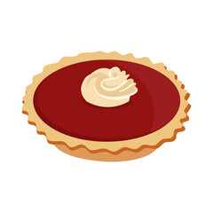 Pie set Vector Illustration. Thanksgiving and Holiday Cherry Pie. Happy Thanksgiving Day traditional fruit pie with whipped cream on the top. Autumn november. Isolated on background