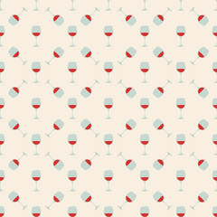 Red wine glass seamless pattern, great design for any purposes. Doodle style. Hand drawn image. Repeat template. Party drinks concept. Freehand drawing. Cartoon sketch graphic draft