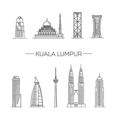 Fototapeta premium Kuala Lumpur skyline. Vector flat illustration