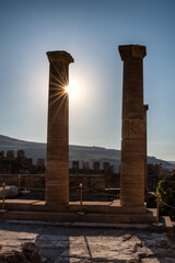 Fototapeta premium Doric columns in Lindos acropolius in Rhodes island in Greece