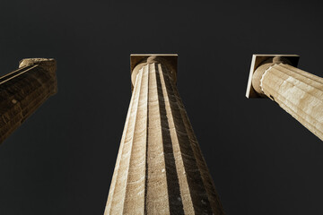 Doric columns at Lindos Acropolis in Rhodes island in Greece