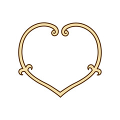 Heart vintage frame consists of curls and monograms. Beautiful decorative frame and label.