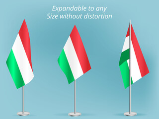 Flag of Hungary with silver pole.Set of Hungary's national flag
