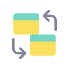 Intra bank transfer flat color ui icon. Same bank accounts transaction. Credit and payment card. Simple filled element for mobile app. Colorful solid pictogram. Vector isolated RGB illustration