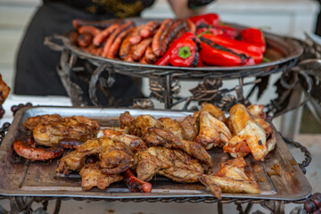 grilled chicken at a street food festival