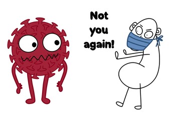 Coronavirus not you again set for stickers and notebooks and shops and advertising