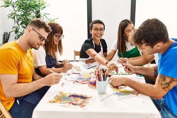 Fototapeta premium Group of people drawing at art studio.
