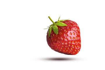 Flying strawberry. Isolated on white background.