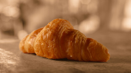 croissant on a wooden table