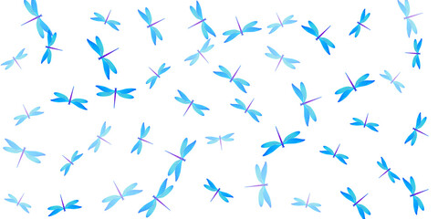 Magic cyan blue dragonfly isolated vector background. Spring funny damselflies. Decorative dragonfly isolated fantasy illustration. Gentle wings insects patten. Nature beings