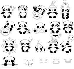 Cute Panda With Halloween Set
Costume, Cartoon animal character.vector illustration